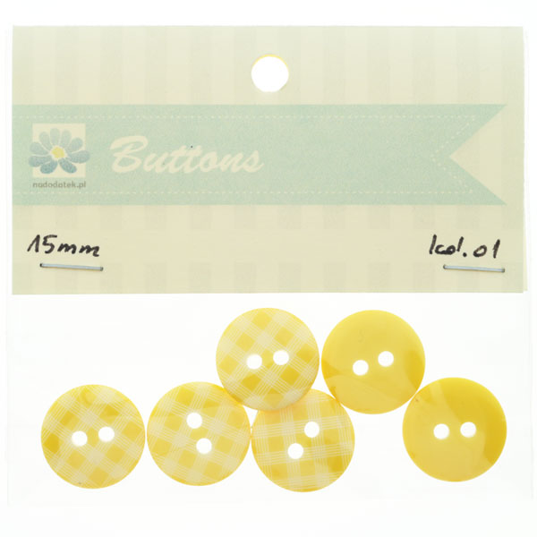guziki 02żółte kol.01 - 15mm kratka guziki 02żółte kol.01 - 15mm kratka