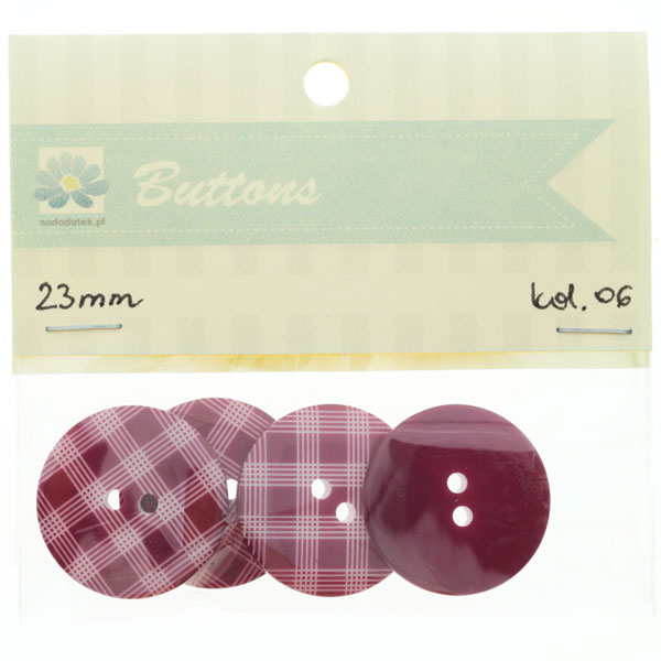 guziki 06różowe kol.06 - 23mm kratka - ciemne guziki 06różowe kol.06 - 23mm kratka - ciemne